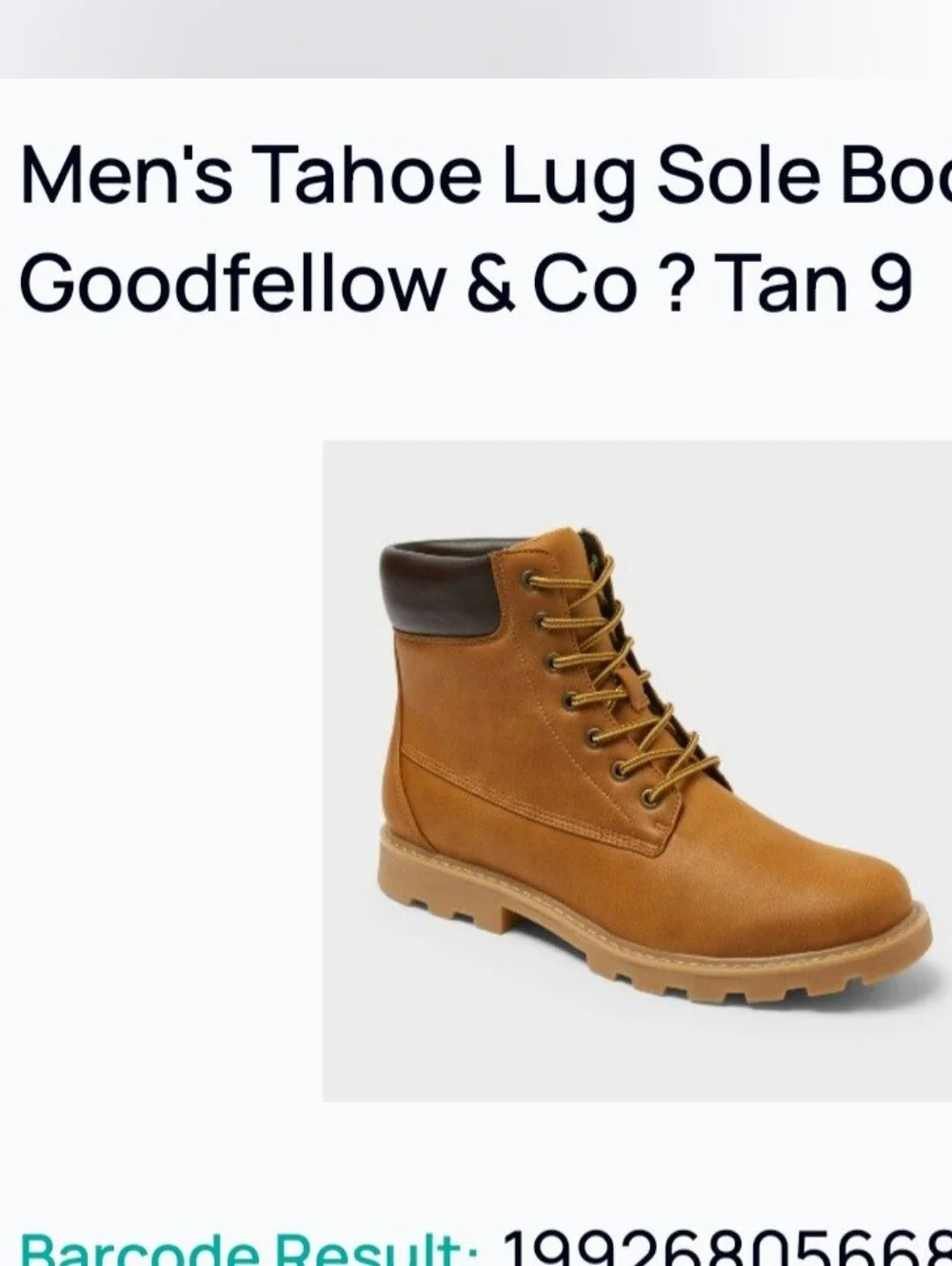 Goodfellow & Co Tan and Dark Brown Men's Tahoe Work-Style Boots